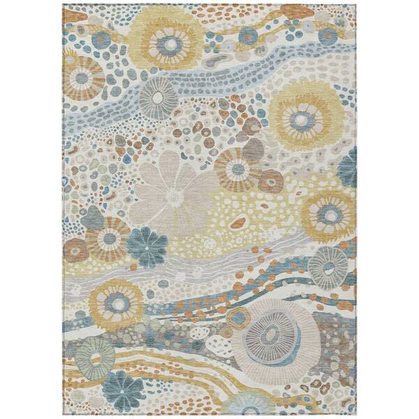 Chantille Machine Washable Indoor/Outdoor Abstract ACN2498 Ivory 8 ft. x 10 ft. Area Rug