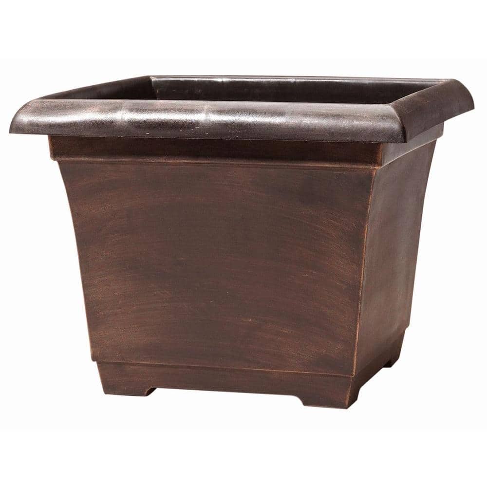 14.9 in. Warm Copper Leonardo Square Plastic Planter