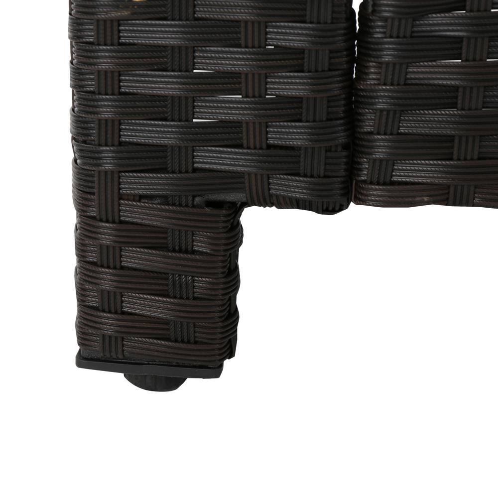 Transitional 3-Seater Dark Brown Wicker Outdoor Sofa with Beige Cushions