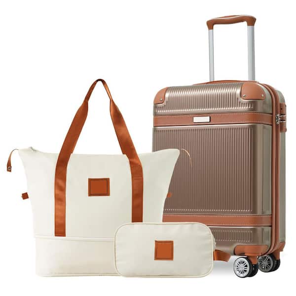 Merax 3-Piece Blue ABS Hardshell Spinner 20 in. Luggage Set with