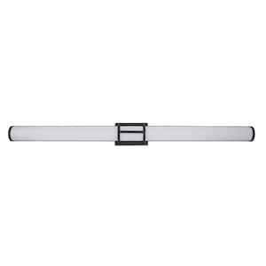 Ramaro 47 in. Matte Black Integrated LED Vanity Light Bar with Frosted White Acrylic Shade