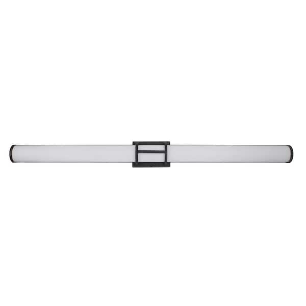 Eglo Ramaro 47 in. Matte Black Integrated LED Vanity Light Bar with Frosted White Acrylic Shade