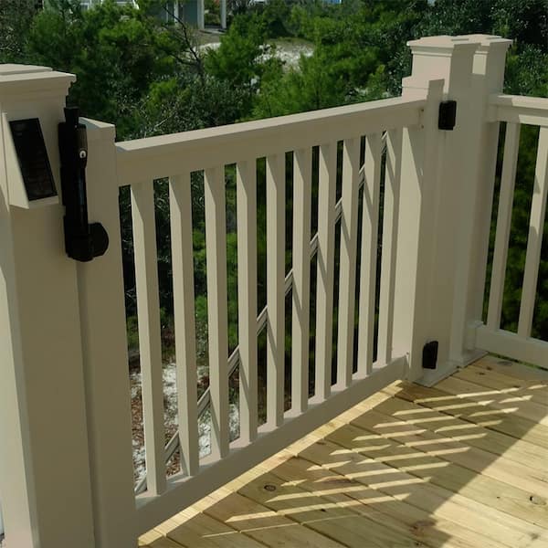 Weatherables Vanderbilt 3.5 ft. H x 5 ft. W Tan Vinyl Railing Gate Kit