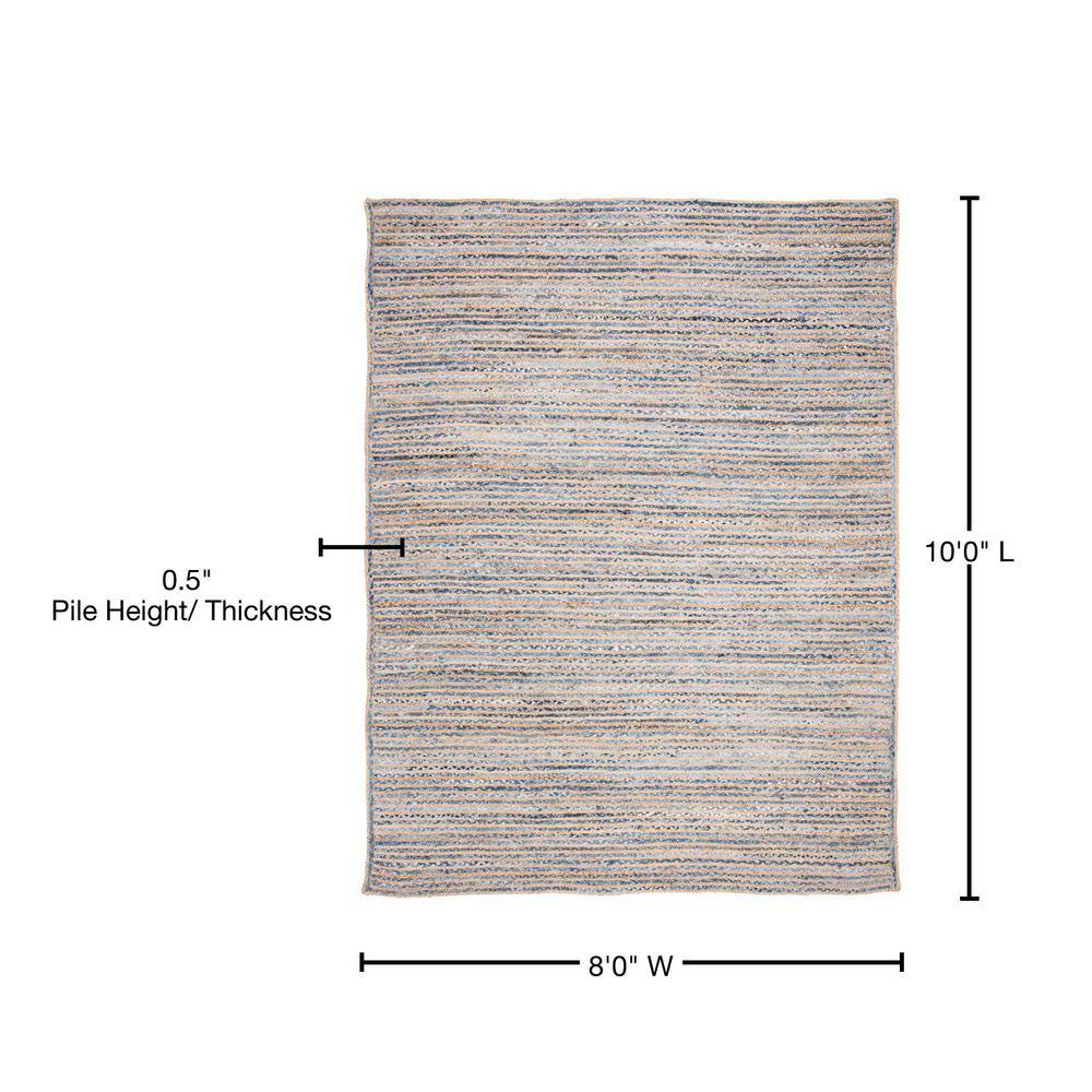 Coastal Charm Blue and Natural Handwoven Jute 8' x 10' Rug