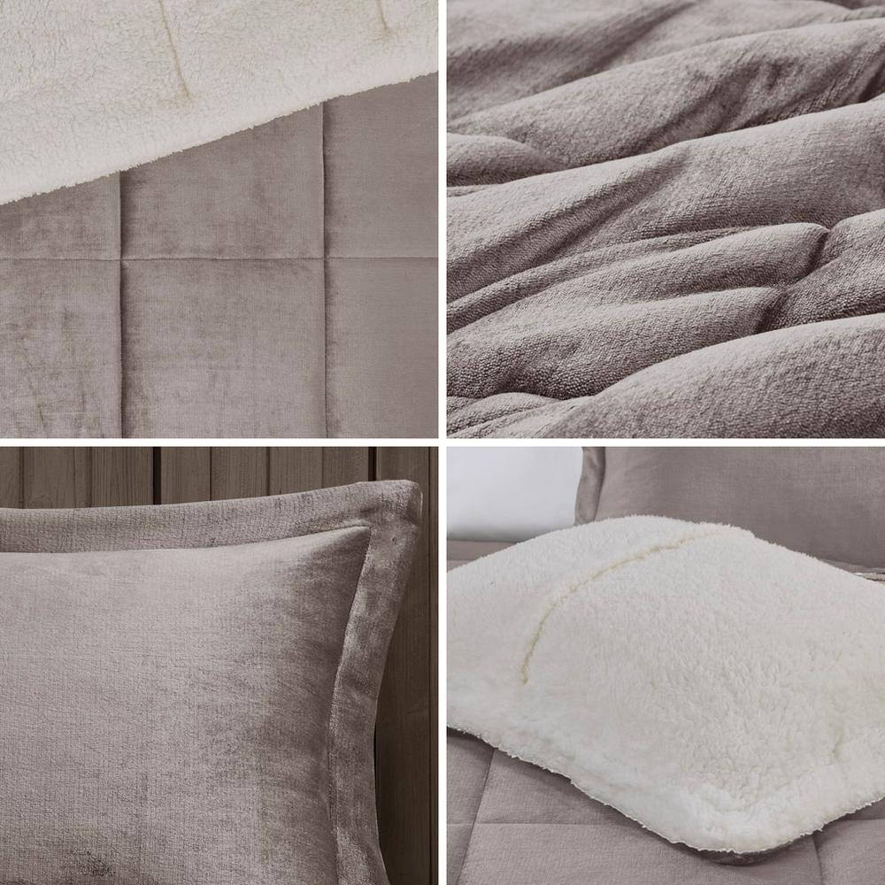 King Grey/Ivory Reversible Down Alternative Bedspread Set