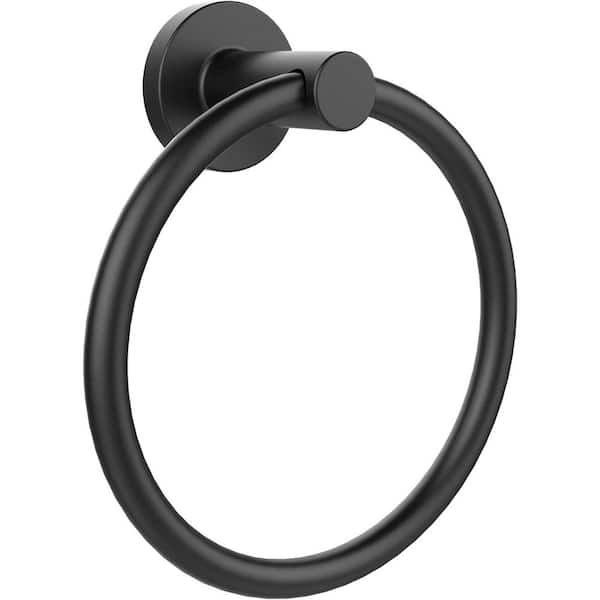 Matte Black Towel Holder Ring 304 Stainless Steel Wall Mount Hand Towel Hanger Space Saving for Bathroom or Kitchen