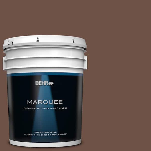 BEHR MARQUEE 5 gal. #PMD-108 Double Chocolate Satin Enamel Exterior Paint & Primer
