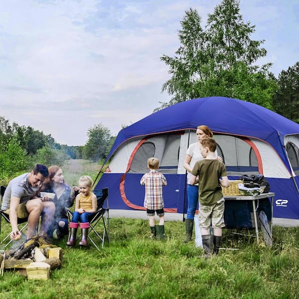 Cesicia Outdoor Double Layer 14 ft. x 9 ft. x 82 in. 9-Person Blue
