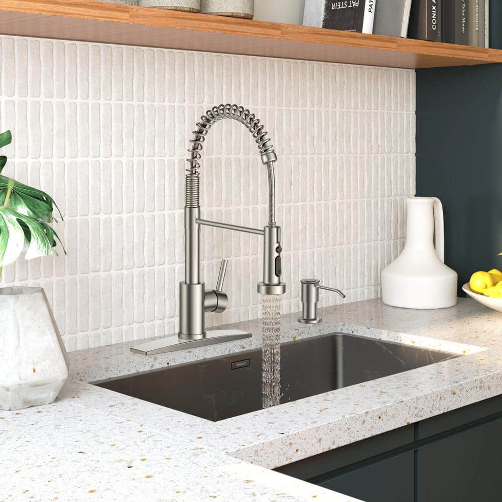 Brushed Nickel High-Arc Pull-Out Spray Kitchen Faucet
