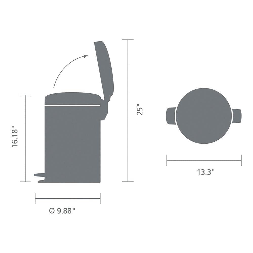 Matte Black Steel Step-On Trash Can with Soft Closure Lid