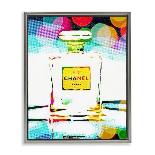 Stupell Industries Perfume with Modern Bokeh by Graffi tee Studios Gray Floater Frame Abstract Graphic Art Print 21 in. x 17 in.
