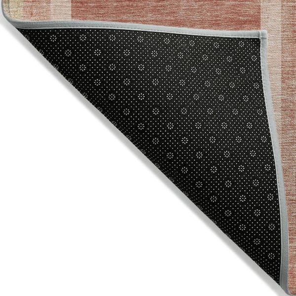 Salmon 10 ft. x 14 ft. Woven Abstract Polyester Rectangle Indoor / Outdoor Area Rug