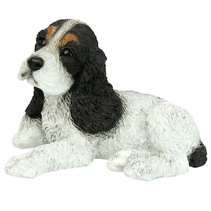 6.5 in. H Black and White Cocker Spaniel Puppy Dog Statue