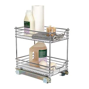 11.5 in. Dual Slide 2-Tier Standard Organizer in Chrome with White Liner