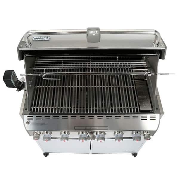 Weber Summit S 660 6 Burner Built In Natural Gas Grill In Stainless Steel With Grill Cover And Built In Thermometer