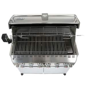 Summit S-660 6-Burner Built-In Natural Gas Grill in Stainless Steel with grill cover and Built-In Thermometer