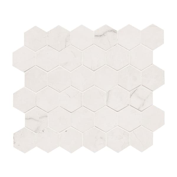 Brighton Grey 2-Inch Hex 12 in. x 12 in. x 0.37 in. Matte Porcelain Mesh-Mounted Mosaic Tile (7.36 sq. ft./Case)