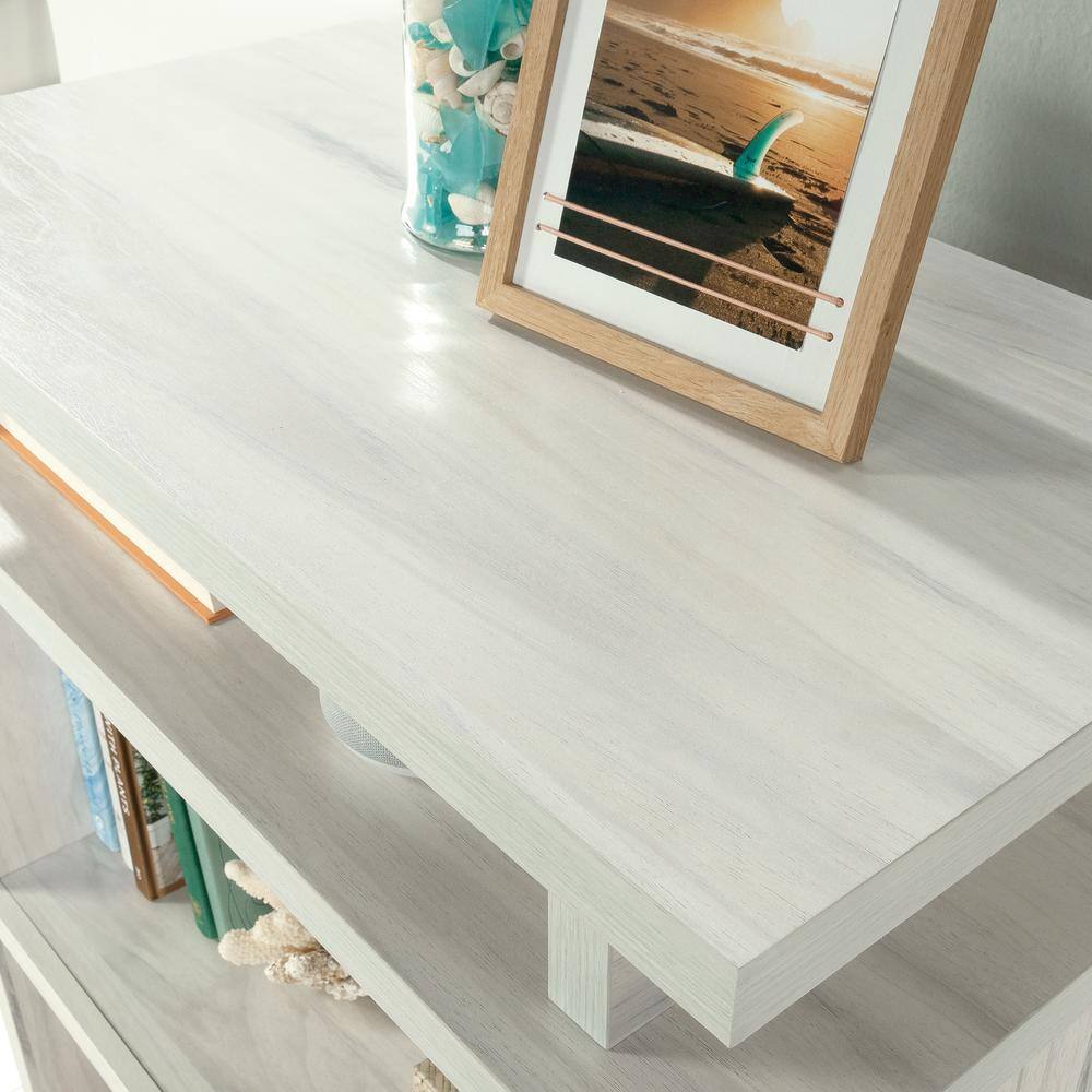 Gray Engineered Wood Bookcase with Cubes and Shelves