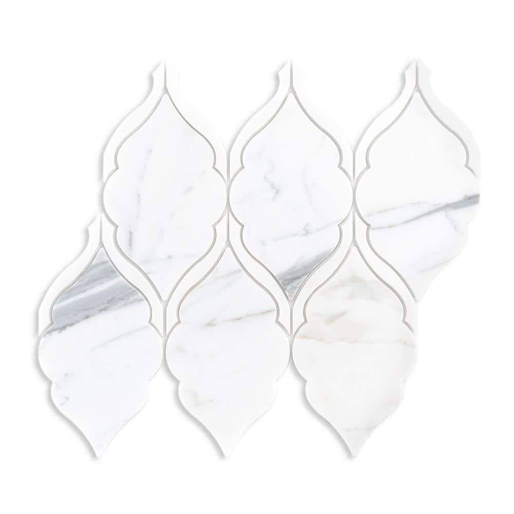 Victorian Gem White 9.125 in. x 11.25 in. Polished Calacatta/Thassos/Marble Wall/Floor Mosaic Tile (7.129 sq. ft./Case) price history on PriceWatchPro