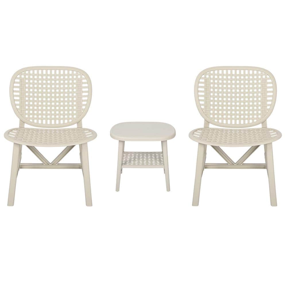 3 Pieces Hollow Design Retro Patio Table Chair Set All Weather Conversation