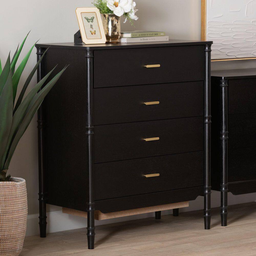 Marisela Black 4-Drawer 32.7 in. Chest of Drawers