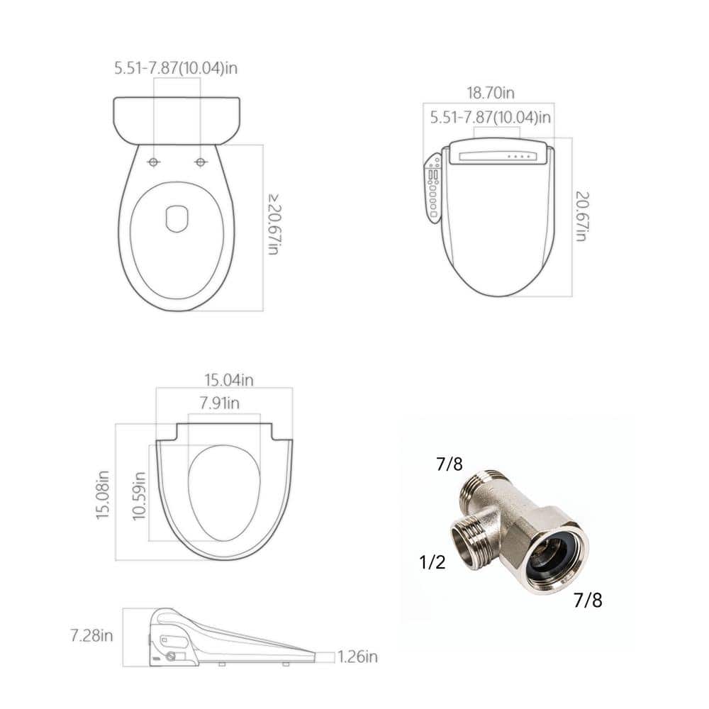 Glossy White Electric Elongated Bidet Toilet Seat