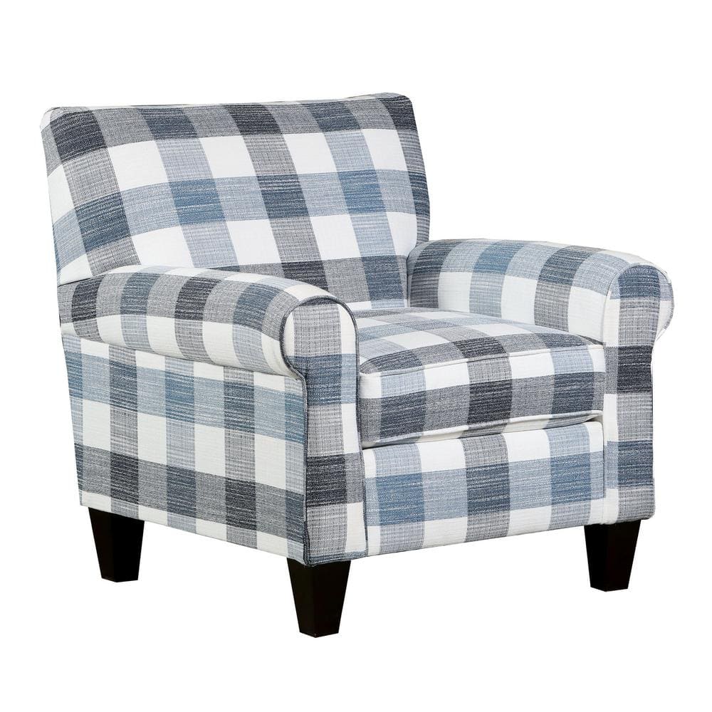 Blue plaid accent chair hot sale