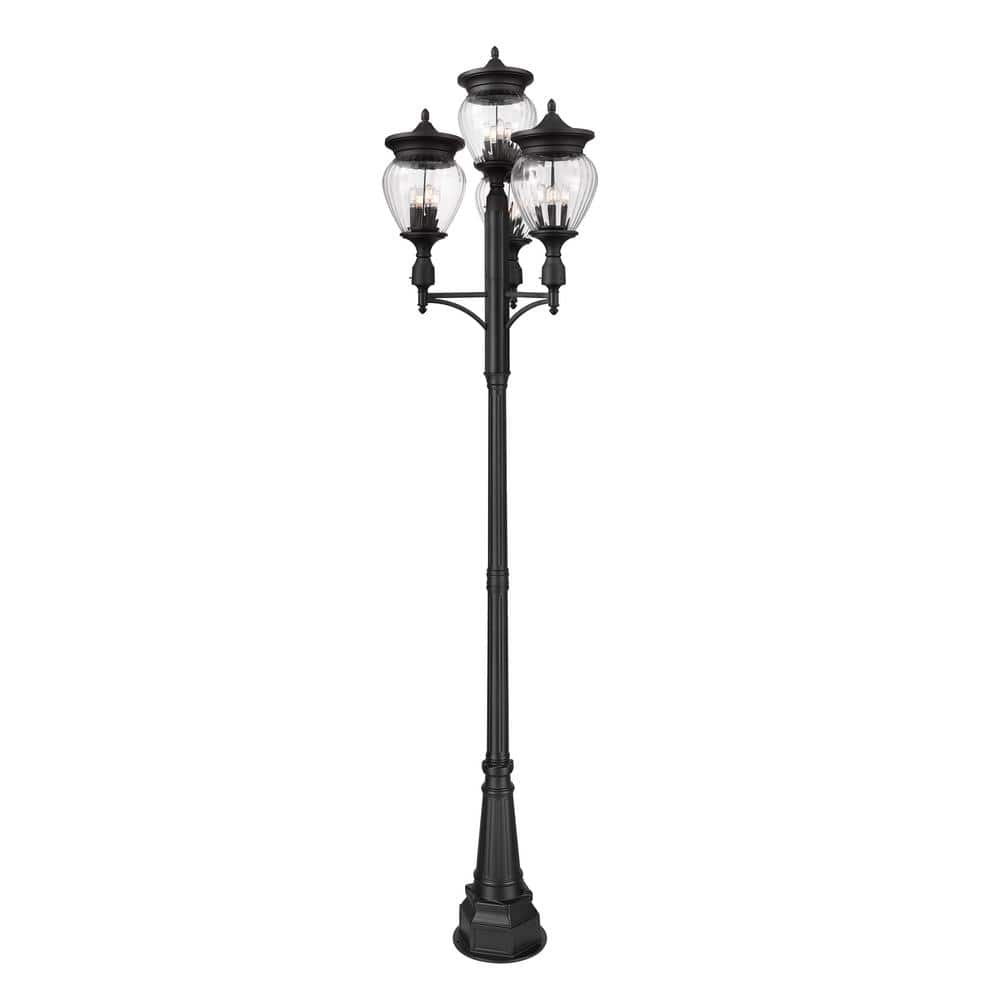 Davina 4-Light Black Aluminum Hardwired Outdoor Marine Grade Post Light Set