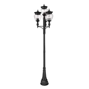 Davina 4-Light Black Aluminum Hardwired Outdoor Marine Grade Post Light Set with No Bulbs Included