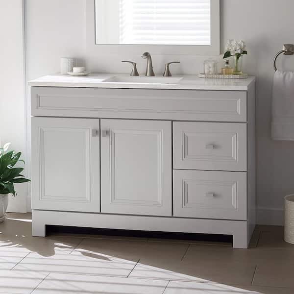 Home Decorators Collection Sedgewood 48 1 2 In Configurable Bath Vanity Dove Gray With Solid Surface Top Arctic White Sink Pplnkdvr48d The Depot - Home Depot Bathroom Vanities With Tops 48 Inch