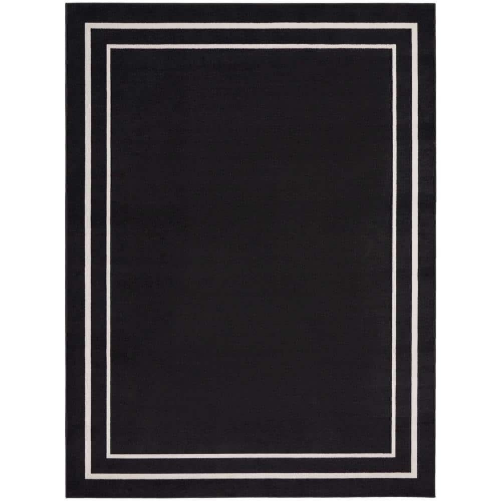 Nourison Essentials Black Ivory 7 ft. x 10 ft. Solid Contemporary Area Rug