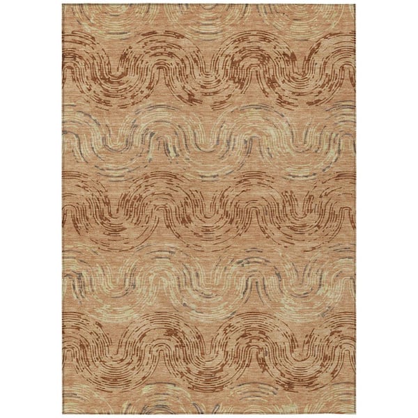 Chantille Machine Washable Indoor/Outdoor Abstract ACN2461 Copper 5 ft. x 7 ft. 6 in. Area Rug