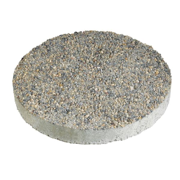Oldcastle 16 in. x 16 in. Round Exposed Aggregate Gray Concrete Step Stone (90-Piece Pallet)