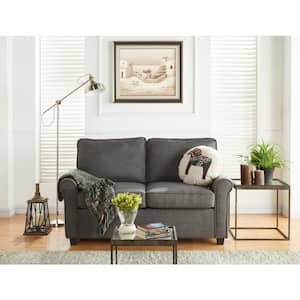 Addison 57 in. Grey Solid Polyester 2-Seat Twin Sofa Bed with Memory Foam Sleeper