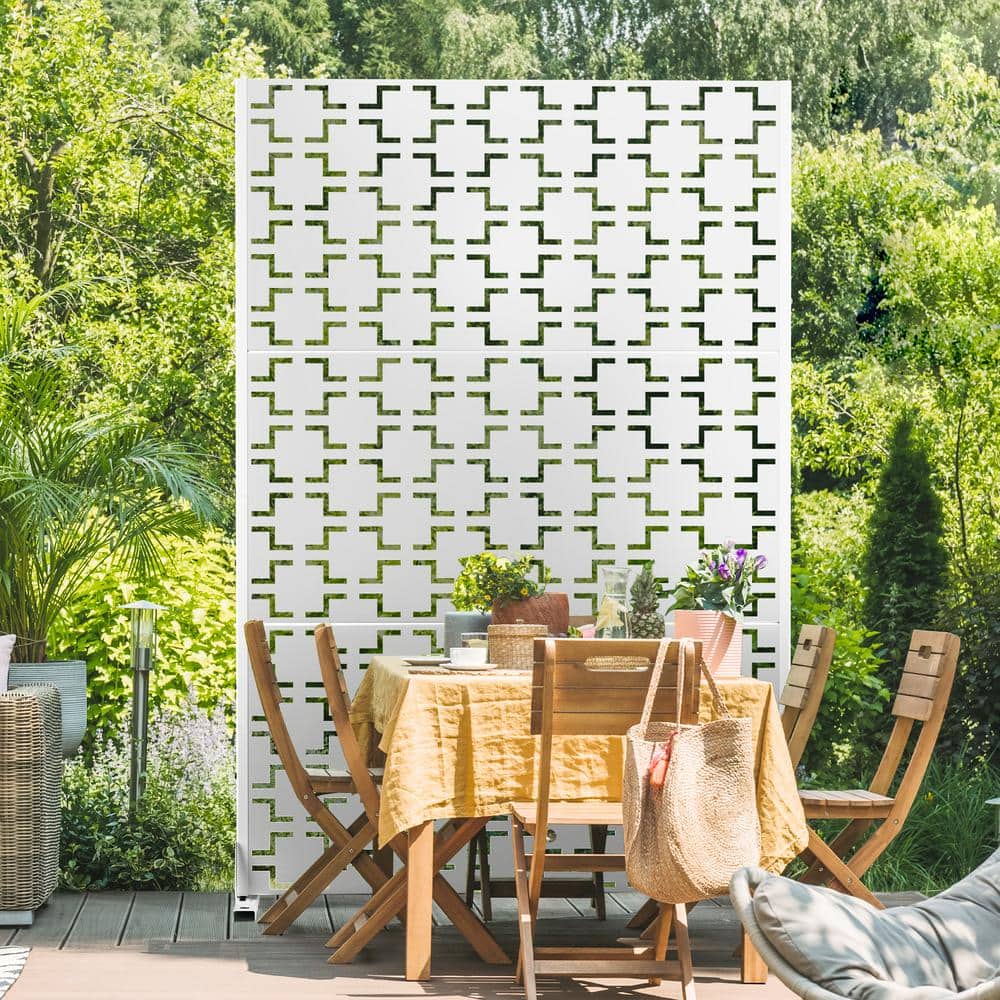 72 in. x 47 in. Outdoor Metal Privacy Screen Garden Fence in Square Pattern