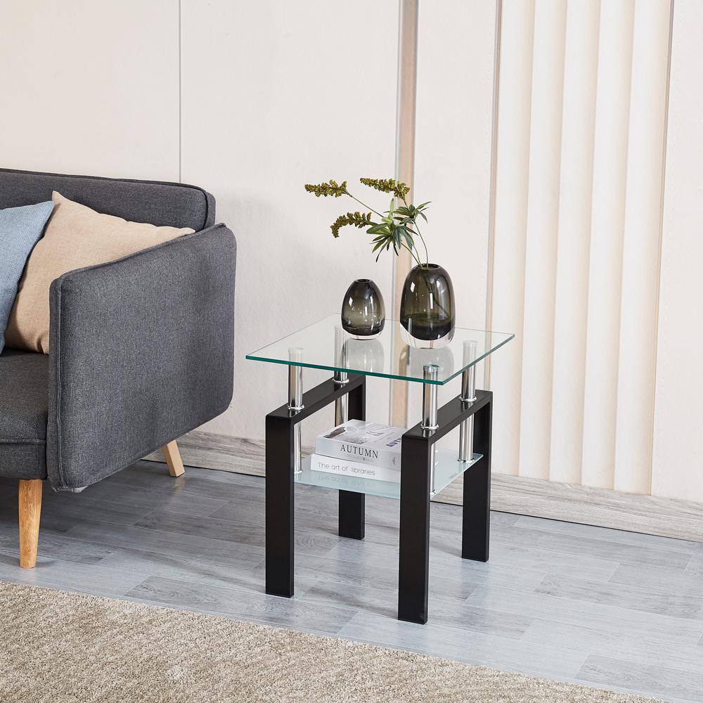 2-Piece Clear Tempered Glass Small Table, End Table for Living Room, Sofa Table price history on PriceWatchPro