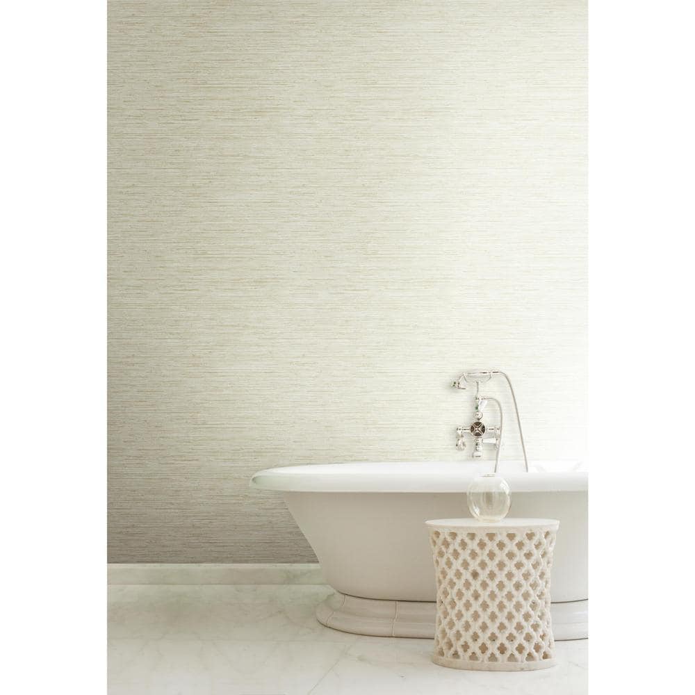 Beige 3D Grasscloth Vinyl-Coated Wallpaper Roll