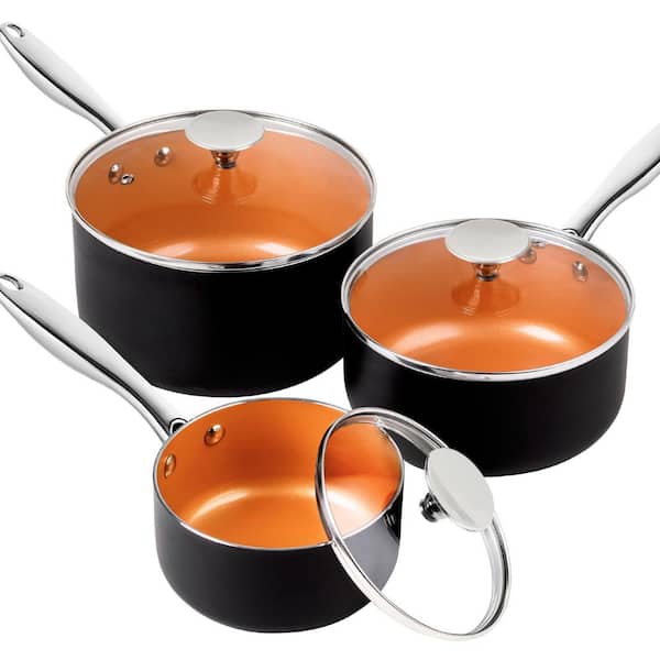 Unbranded 1+2+ 3 qt. Aluminum Nonstick Sauce Pan in Copper with Lids