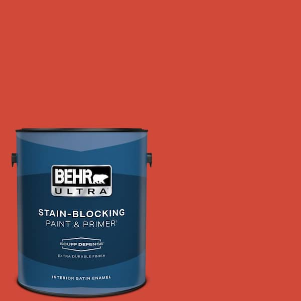 BEHR ULTRA 1 gal. #P180-7 Top Tomato Extra Durable Satin Enamel Interior Paint & Primer