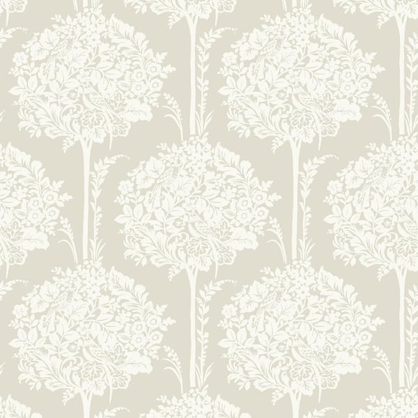 A-Street Prints Zaria Topiary Beige Matte Paper Wallpaper Sample