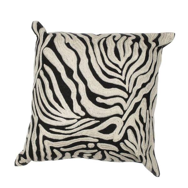Kas Rugs Black and White Black and White Animal Print Hypoallergenic Polyester 18 in. x 18 in. Throw Pillow