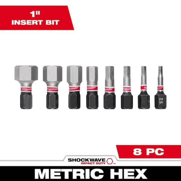 SHOCKWAVE METRIC HEX 1 in. Impact Bit Set (8-Piece)