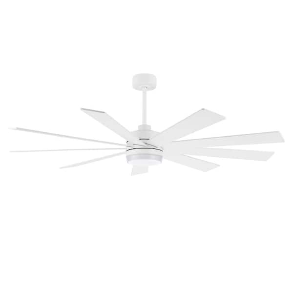 WINGBO 65 in. LED Indoor White Ceiling Fan with Remote