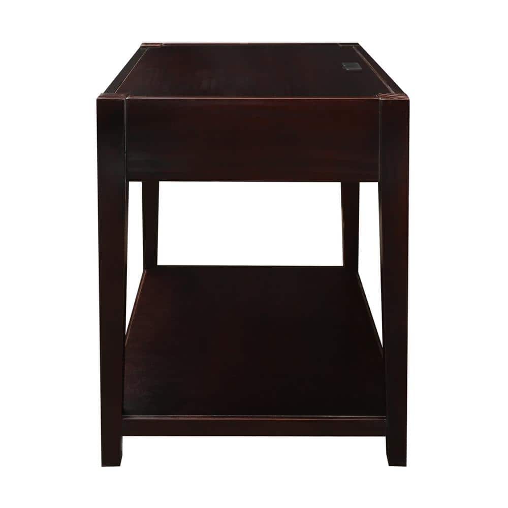 Notre Dame Transitional Espresso Pine Nightstand with USB Ports