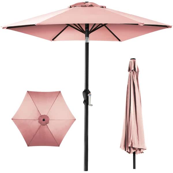 Best Choice Products Rose Quartz 10 ft. Steel Market Patio Umbrella with Crank and Tilt