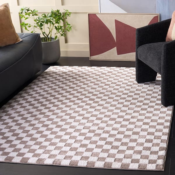 Lunara 4 ft. x 6 ft. Light Beige/Ivory Check Area Rug
