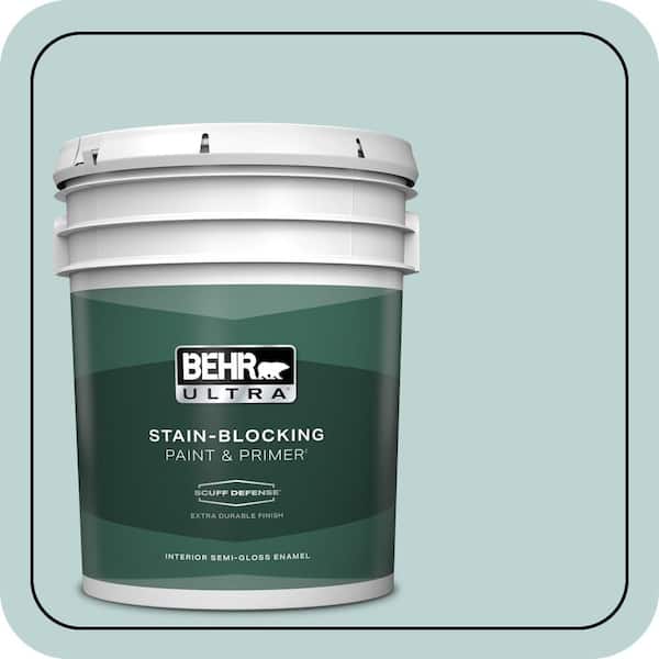 BEHR ULTRA 5 gal. #500E-3 Rain Washed Extra Durable Semi-Gloss Enamel Interior Paint & Primer