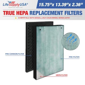 3-in-1 True HEPA Air Filter plus Pre-Filter plus Carbon Filter Compatible w/ Bissell Air400 series Air Purifier