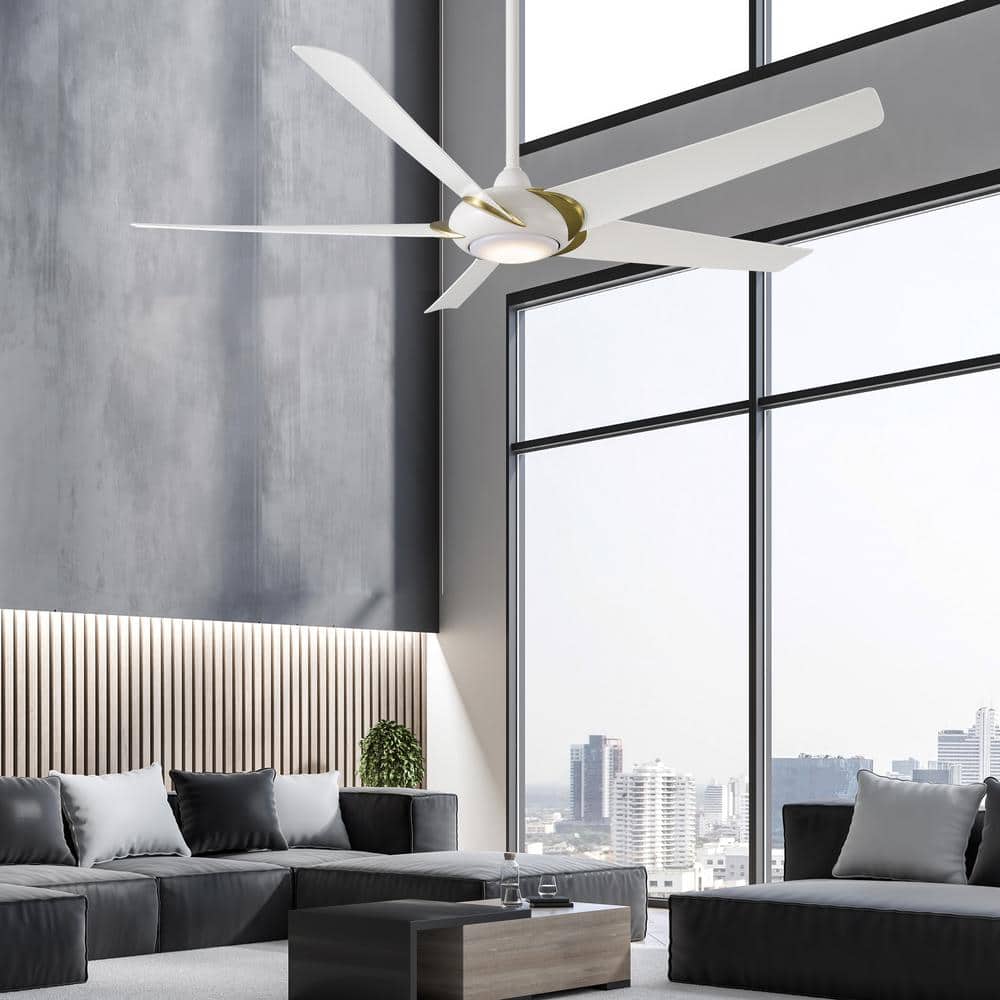 Lucid 62" Soft Brass & Matte Black Smart Ceiling Fan with Remote