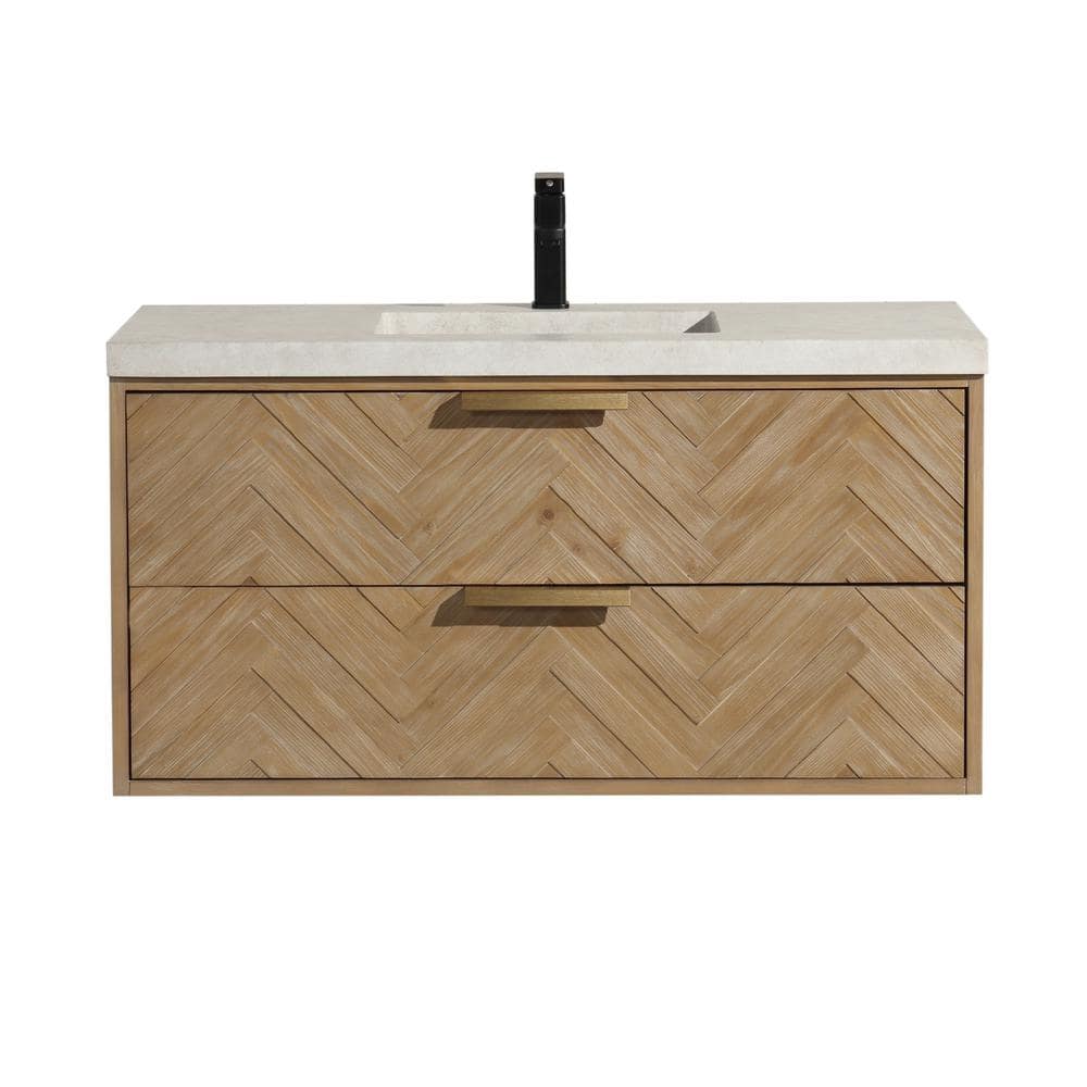 Carlsbad 42'' Weathered Fir Single Bathroom Vanity with Concrete Top